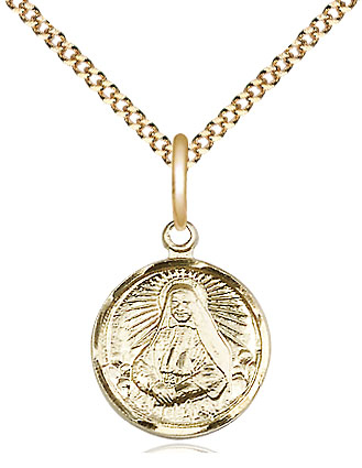 14kt Gold Filled Saint Cabrini Pendant on a 18 inch Gold Plate Light Curb chain