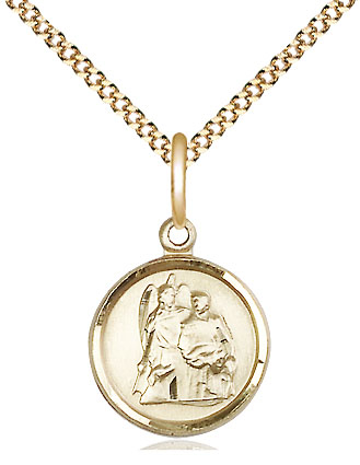 14kt Gold Filled Saint Raphael Pendant on a 18 inch Gold Plate Light Curb chain