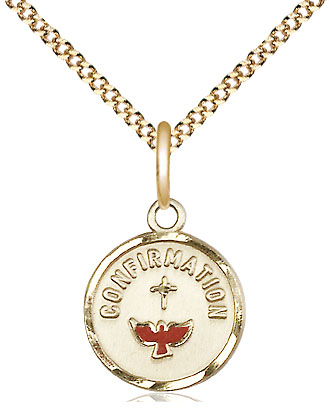 14kt Gold Filled Confirmation Pendant on a 18 inch Gold Plate Light Curb chain