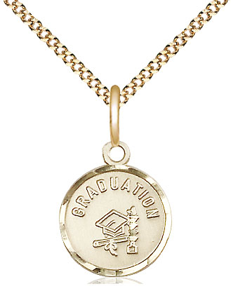 14kt Gold Filled Graduation Pendant on a 18 inch Gold Plate Light Curb chain
