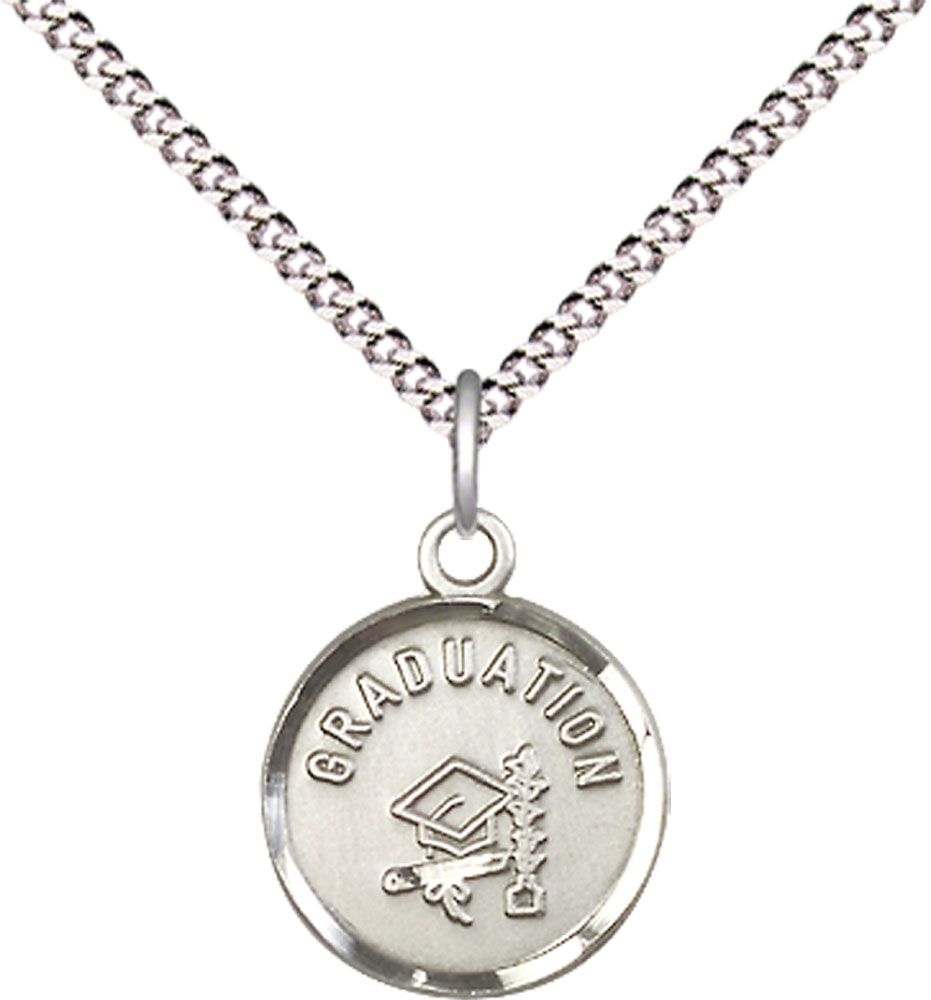 Sterling Silver Graduation Pendant on a 18 inch Light Rhodium Light Curb chain