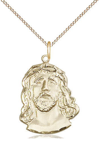 14kt Gold Filled Ecce Homo Pendant on a 18 inch Gold Filled Light Curb chain