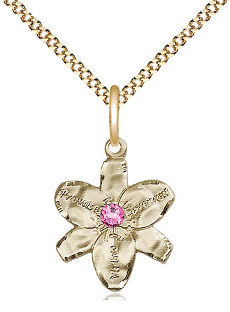 14kt Gold Filled Chastity Pendant with a 3mm Rose Swarovski stone on a 18 inch Gold Plate Light Curb chain