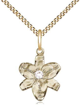 14kt Gold Filled Chastity Pendant with a 3mm Crystal Swarovski stone on a 18 inch Gold Plate Light Curb chain