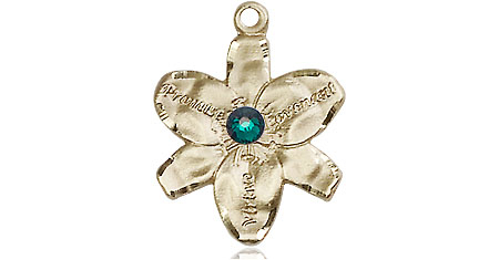 14kt Gold Filled Chastity Medal with a 3mm Emerald Swarovski stone