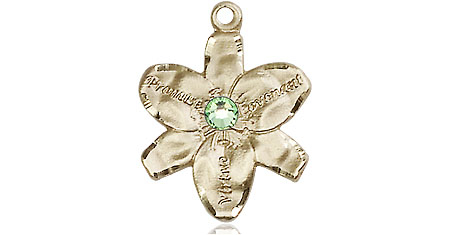 14kt Gold Filled Chastity Medal with a 3mm Peridot Swarovski stone