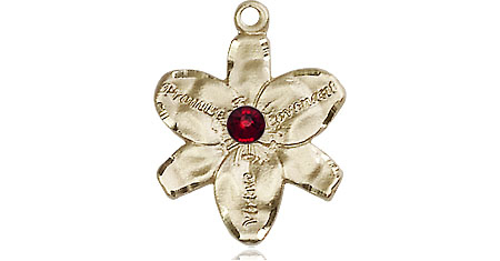 14kt Gold Chastity Medal with a 3mm Garnet Swarovski stone