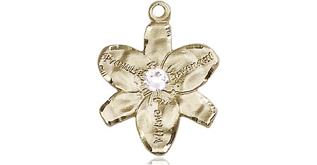 14kt Gold Chastity Medal with a 3mm Crystal Swarovski stone