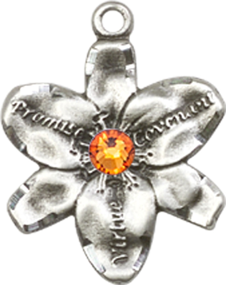 Sterling Silver Chastity Medal with a 3mm Topaz Swarovski stone