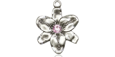 Sterling Silver Chastity Medal with a 3mm Light Amethyst Swarovski stone