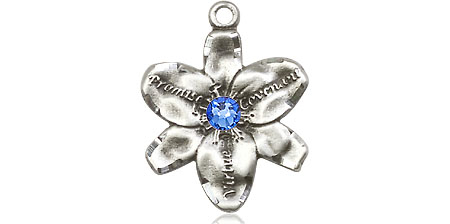 Sterling Silver Chastity Medal with a 3mm Sapphire Swarovski stone