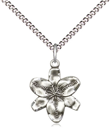 Sterling Silver Chastity Pendant on a 18 inch Light Rhodium Light Curb chain