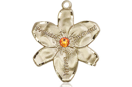 14kt Gold Filled Chastity Medal with a 3mm Topaz Swarovski stone