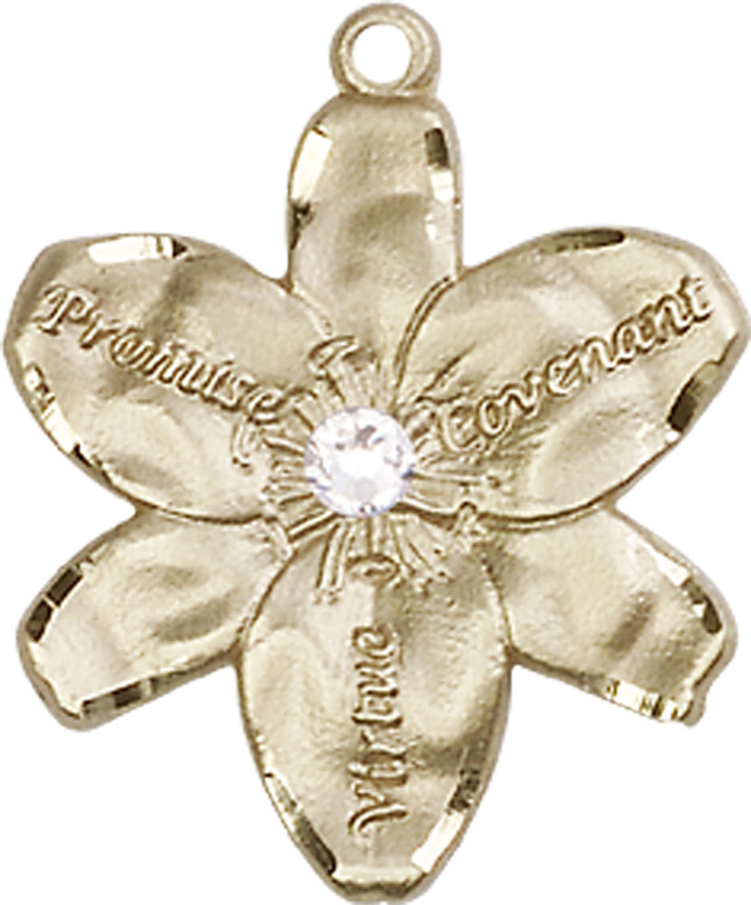 14kt Gold Filled Chastity Medal with a 3mm Crystal Swarovski stone