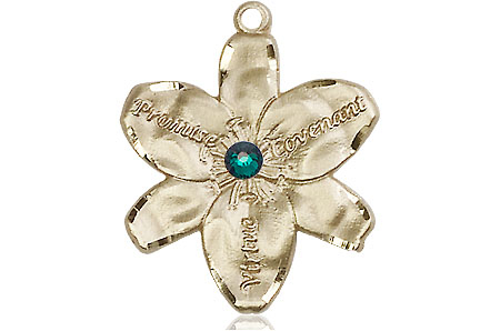 14kt Gold Filled Chastity Medal with a 3mm Emerald Swarovski stone
