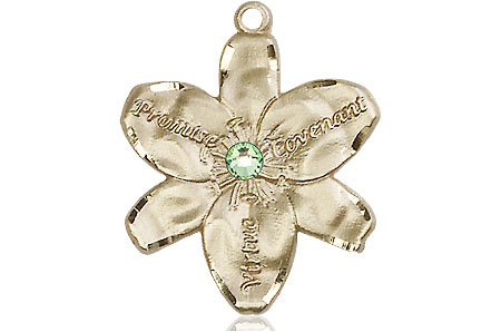 14kt Gold Filled Chastity Medal with a 3mm Peridot Swarovski stone