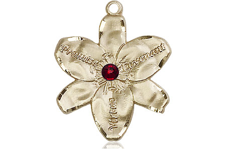 14kt Gold Chastity Medal with a 3mm Garnet Swarovski stone