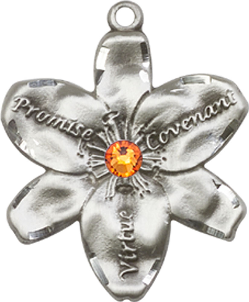 Sterling Silver Chastity Medal with a 3mm Topaz Swarovski stone