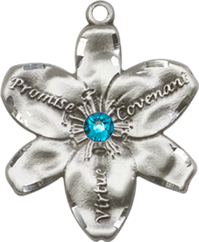 Sterling Silver Chastity Medal with a 3mm Zircon Swarovski stone