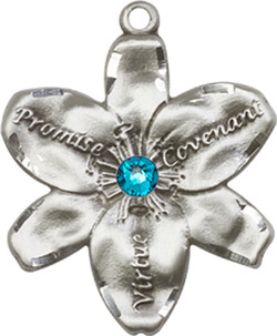 Sterling Silver Chastity Medal with a 3mm Zircon Swarovski stone