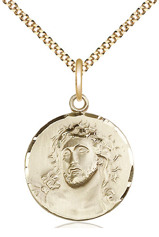 14kt Gold Filled Ecce Homo Pendant on a 18 inch Gold Plate Light Curb chain