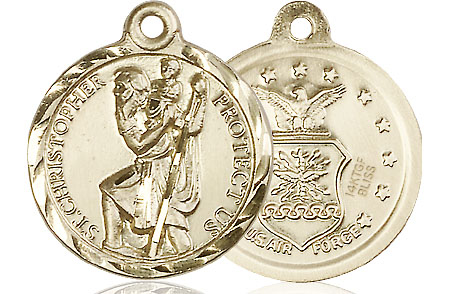 14kt Gold Filled Saint Christopher Air Force Medal