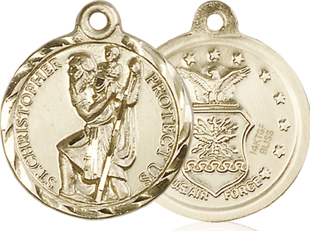 14kt Gold Filled Saint Christopher Air Force Medal