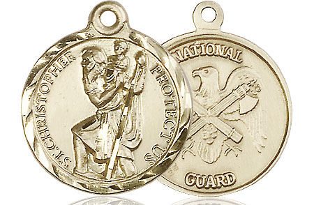 14kt Gold Filled Saint Christopher National Guard Medal