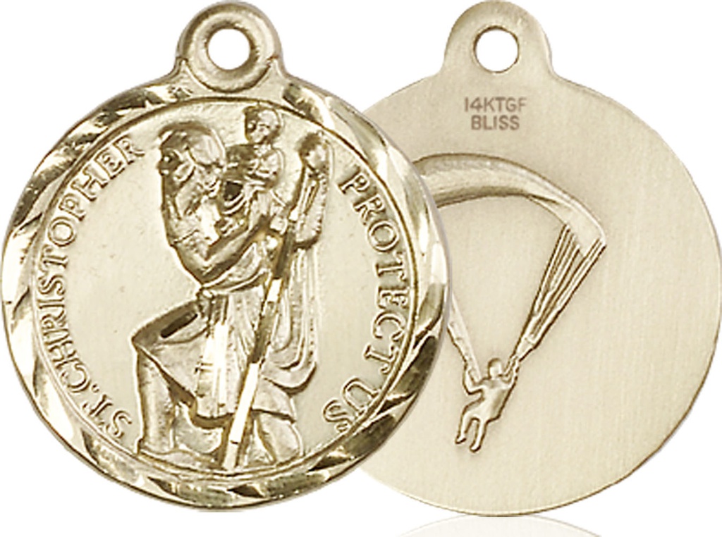14kt Gold Filled Saint Christopher Paratrooper Medal