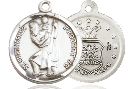 Sterling Silver Saint Christopher Air Force Medal