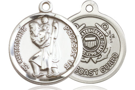 Sterling Silver Saint Christopher Coast Guard Medal