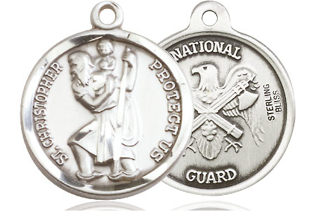 Sterling Silver Saint Christopher National Guard Medal