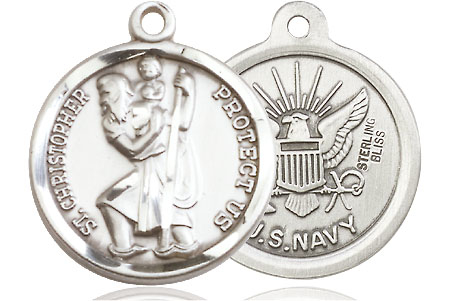 Sterling Silver Saint Christopher Navy Medal