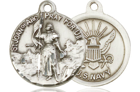 Sterling Silver Saint Joan of Arc Navy Medal