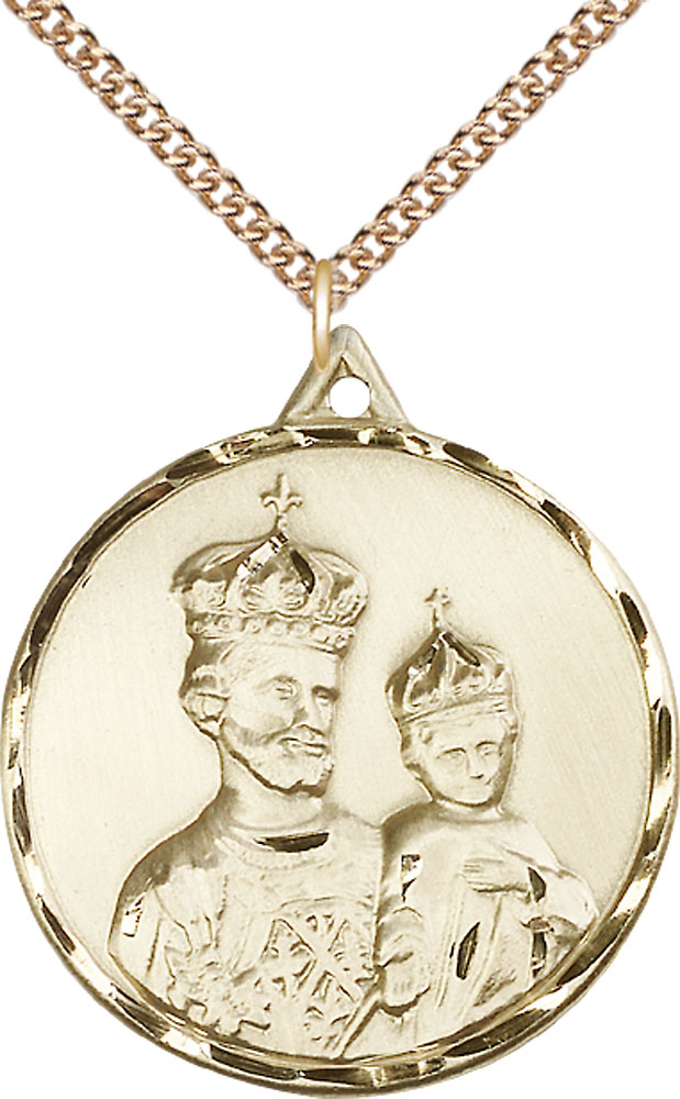 14kt Gold Filled Saint Joseph Pendant on a 24 inch Gold Filled Heavy Curb chain