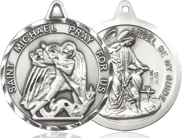 Sterling Silver Saint Michael Guardian Angel Medal