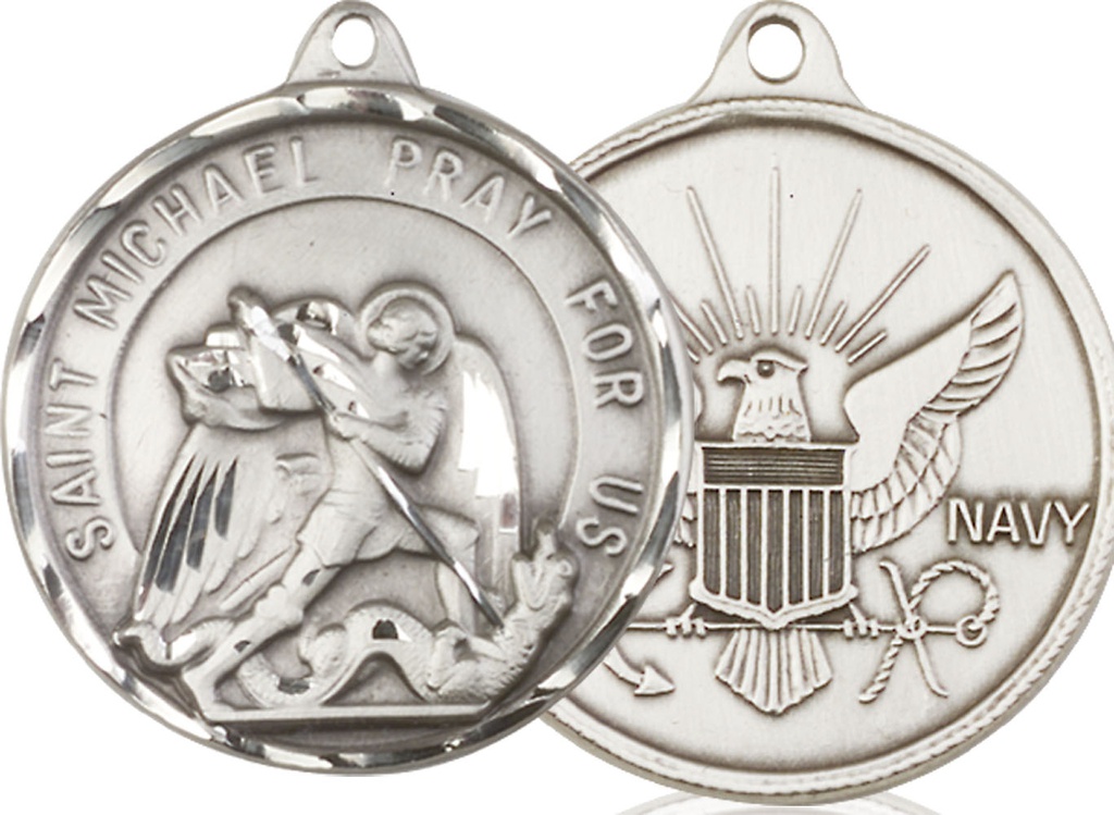 Sterling Silver Saint Michael Navy Medal