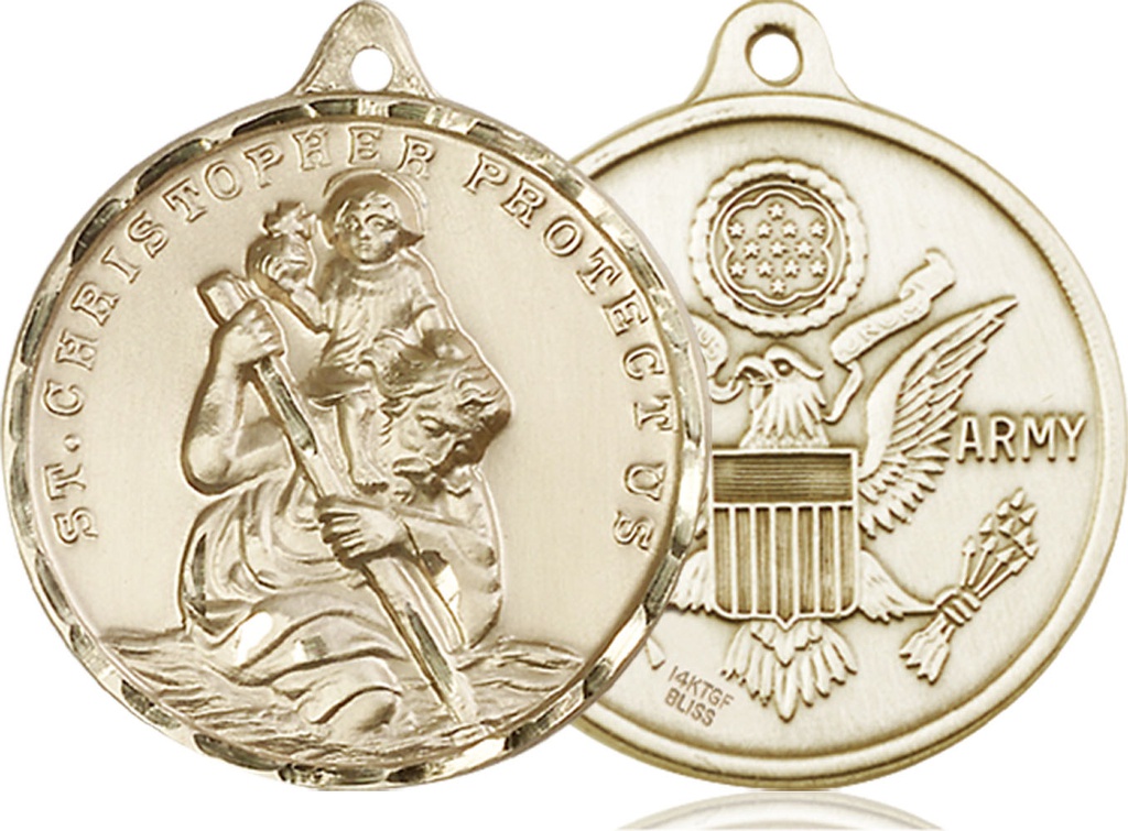 14kt Gold Filled Saint Christopher Army Medal
