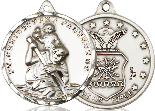 Sterling Silver Saint Christopher Air Force Medal