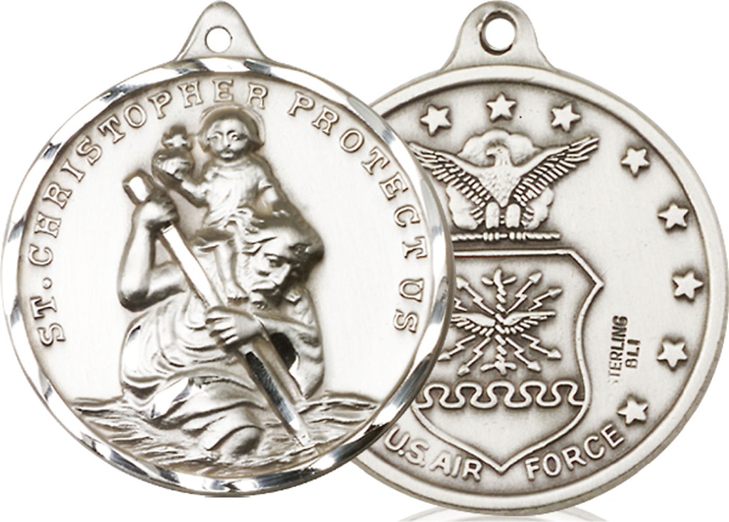 Sterling Silver Saint Christopher Air Force Medal