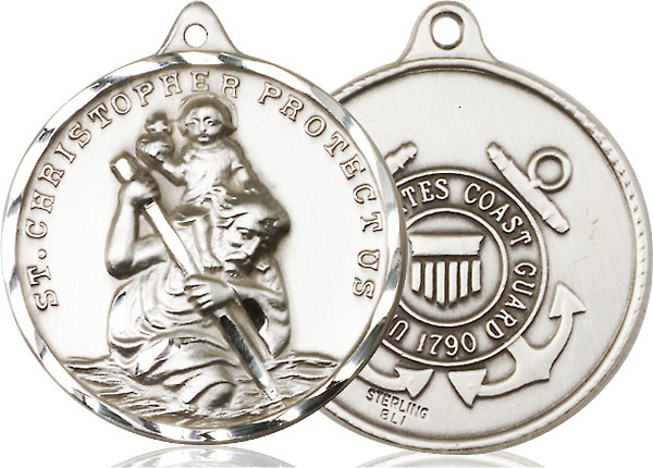 Sterling Silver Saint Christopher Coast Guard Medal