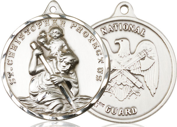 Sterling Silver Saint Christopher National Guard Medal