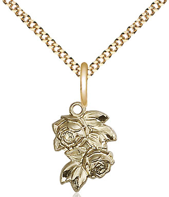 14kt Gold Filled Rose Pendant on a 18 inch Gold Plate Light Curb chain
