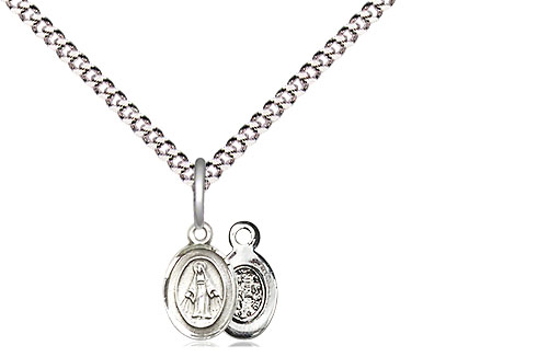 Sterling Silver Miraculous Pendant on a 18 inch Light Rhodium Light Curb chain