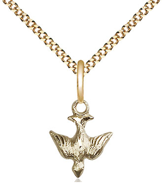 14kt Gold Filled Holy Spirit Pendant on a 18 inch Gold Plate Light Curb chain