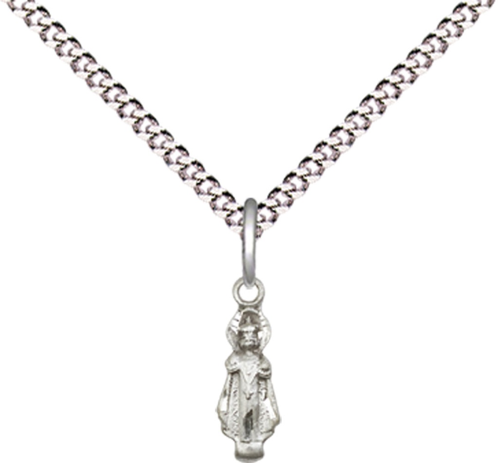 Sterling Silver Infant Pendant on a 18 inch Light Rhodium Light Curb chain