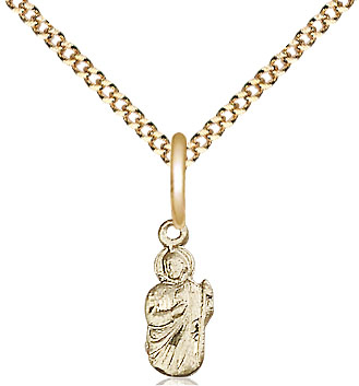 14kt Gold Filled Saint Jude Pendant on a 18 inch Gold Plate Light Curb chain