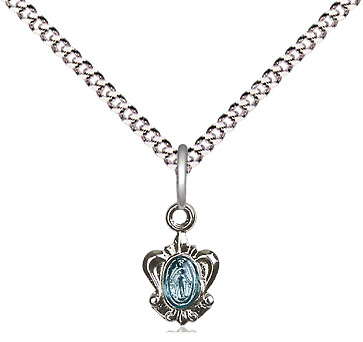 Sterling Silver Miraculous Pendant on a 18 inch Light Rhodium Light Curb chain