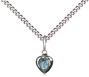 Sterling Silver Miraculous Pendant on a 18 inch Light Rhodium Light Curb chain