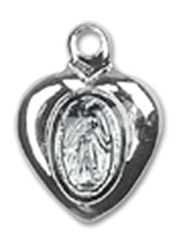 Sterling Silver Miraculous Heart Medal